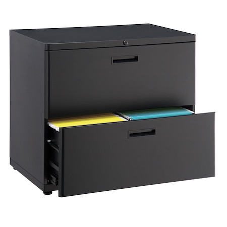 30W Lateral File Cabinet, 2 Drawer, Charcoal